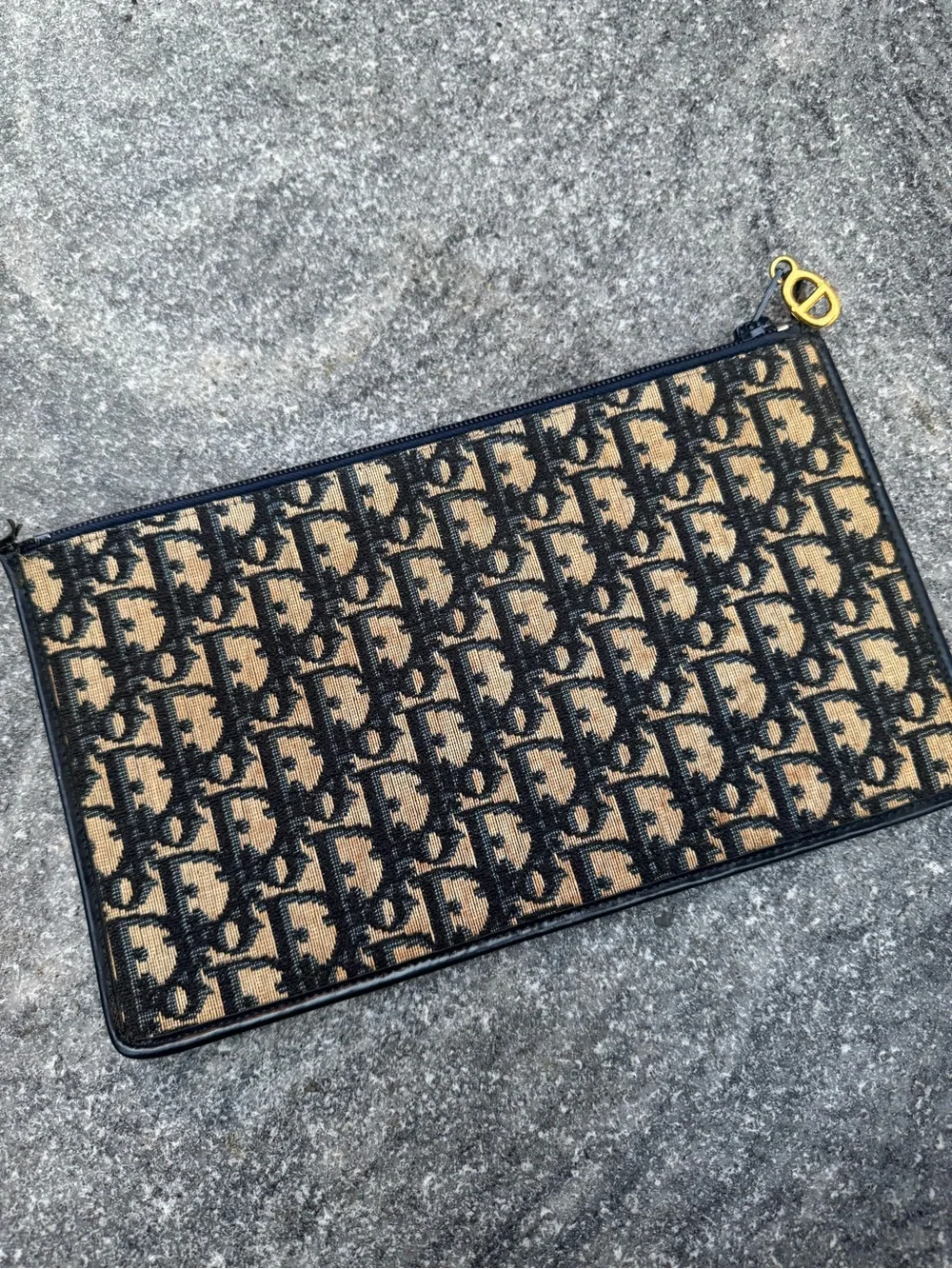 Authentic Vintage Christian Dior Monogram Canvas Zip Pouch